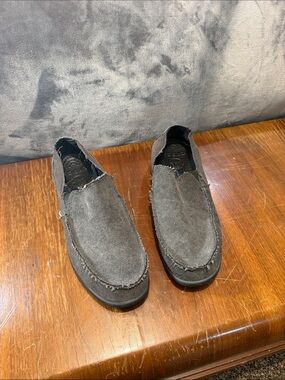 CROCS Men's Frayed Canvas Slip-On Loafers - Charcoal Gray